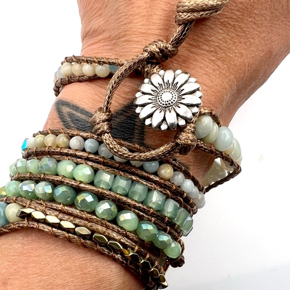 Peace Stone AMAZONITE Wrap Bracelet Adjustable - Picture 4 of 12